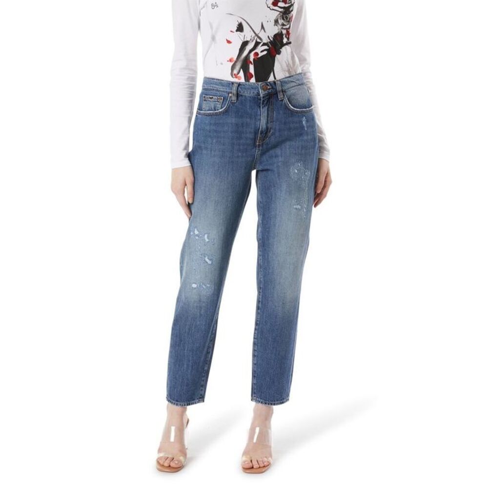 Gas Blue Cotton Straight-Leg Women's Jeans